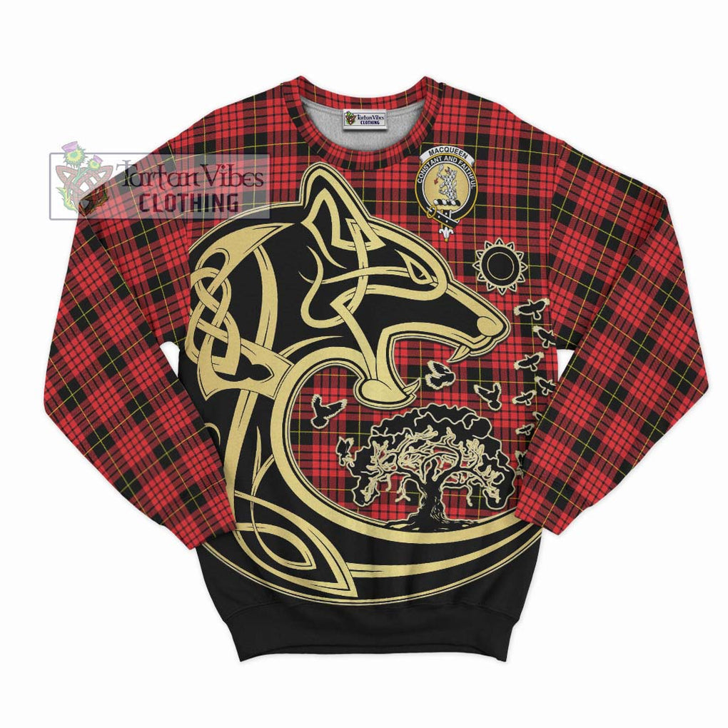 MacQueen Modern Tartan Sweatshirt with Family Crest Celtic Wolf Style - Tartan Vibes Clothing