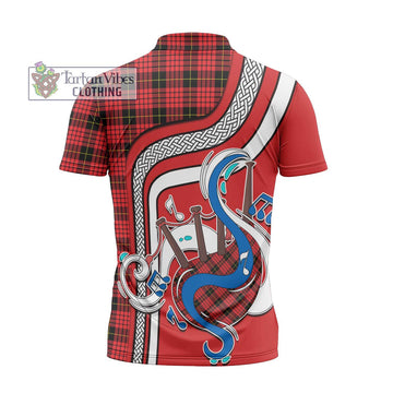 MacQueen Modern Tartan Zipper Polo Shirt with Epic Bagpipe Style