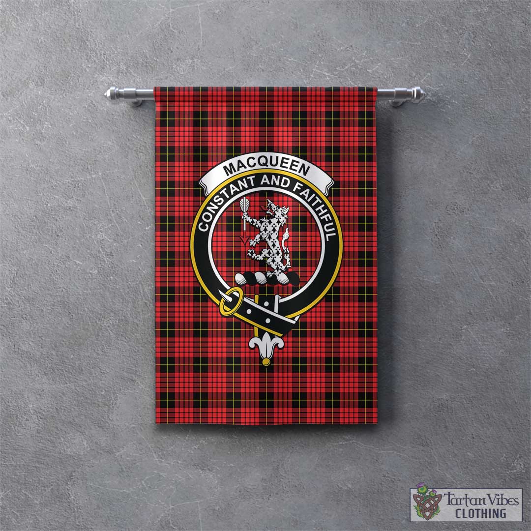 Tartan Vibes Clothing MacQueen Modern Tartan Gonfalon, Tartan Banner with Family Crest