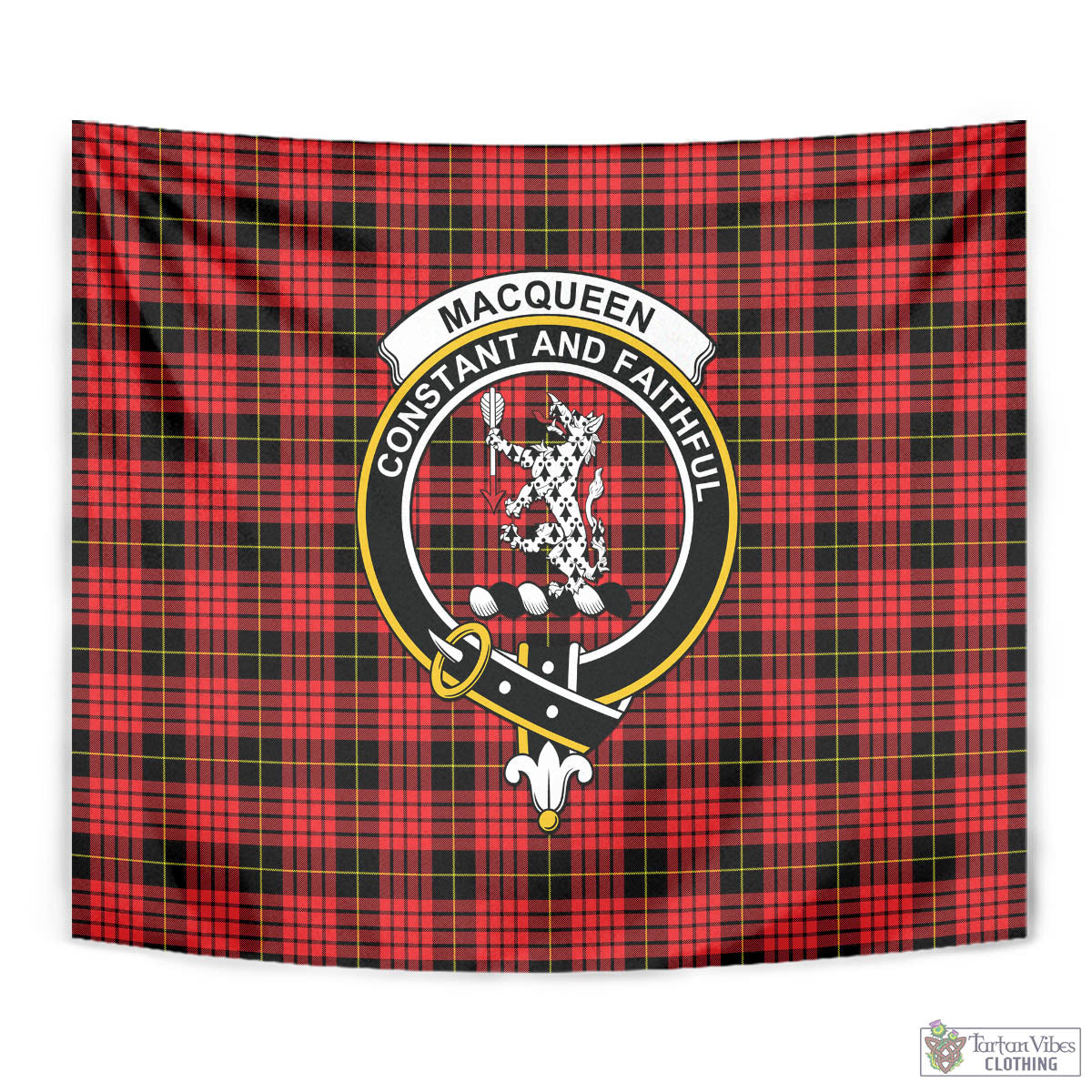 Tartan Vibes Clothing MacQueen Modern Tartan Tapestry Wall Hanging and Home Decor for Room with Family Crest