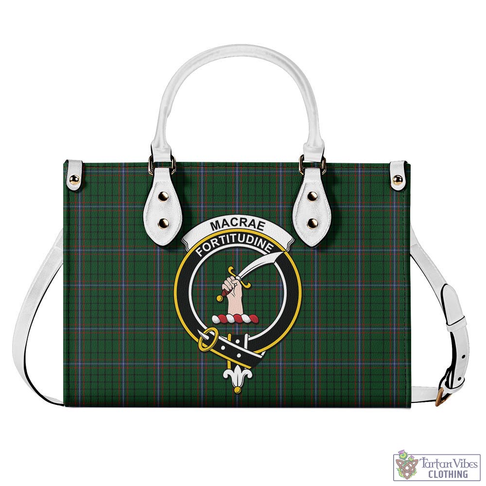 Tartan Vibes Clothing MacRae Tartan Luxury Leather Handbags with Family Crest