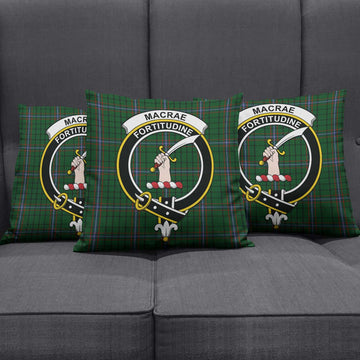 MacRae (McRae) Tartan Pillow Cover with Family Crest