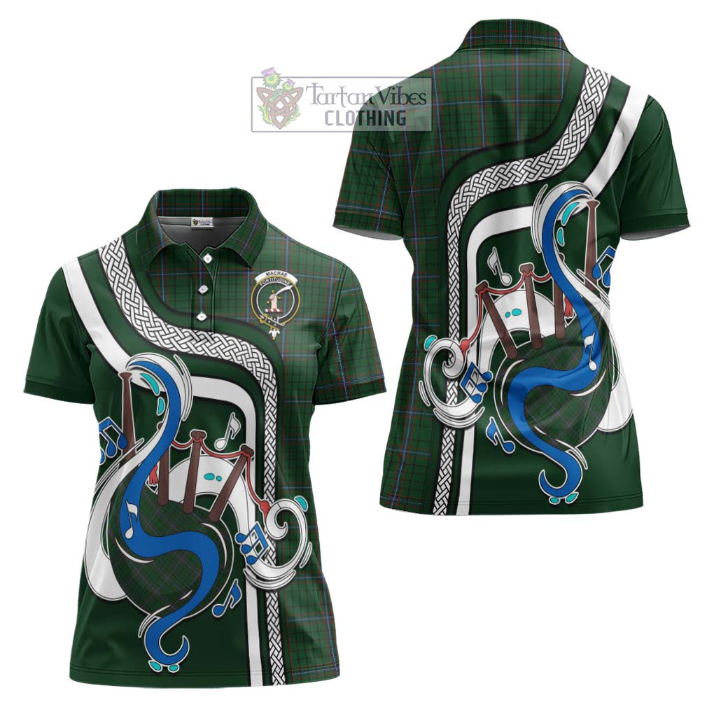 MacRae (McRae) Tartan Women's Polo Shirt with Epic Bagpipe Style Women - Tartanvibesclothing Shop