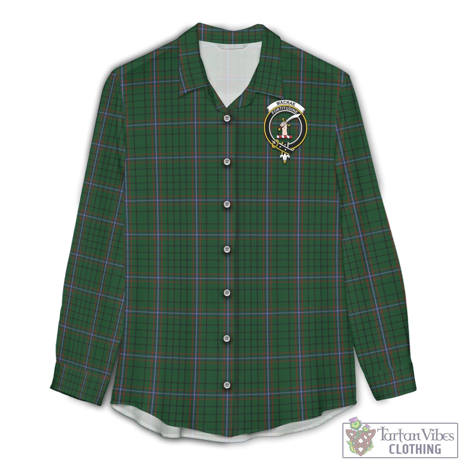 Tartan Vibes Clothing MacRae Tartan Womens Casual Shirt with Family Crest