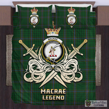 MacRae (McRae) Tartan Bedding Set with Clan Crest and the Golden Sword of Courageous Legacy