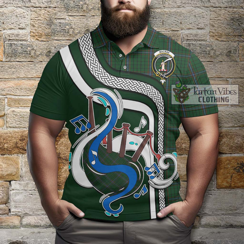 Tartan Vibes Clothing MacRae Tartan Polo Shirt with Epic Bagpipe Style