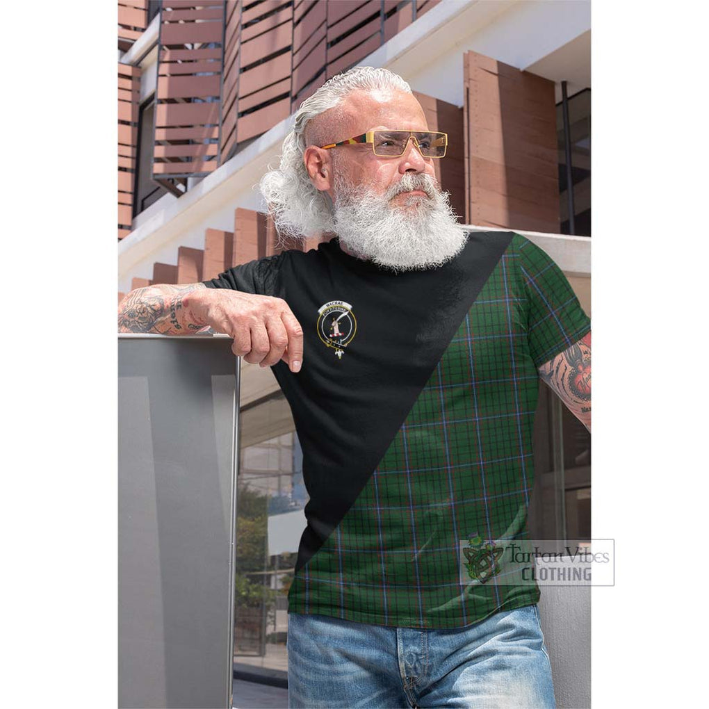 Tartan Vibes Clothing MacRae Tartan Cotton T-shirt with Family Crest and Military Logo Style