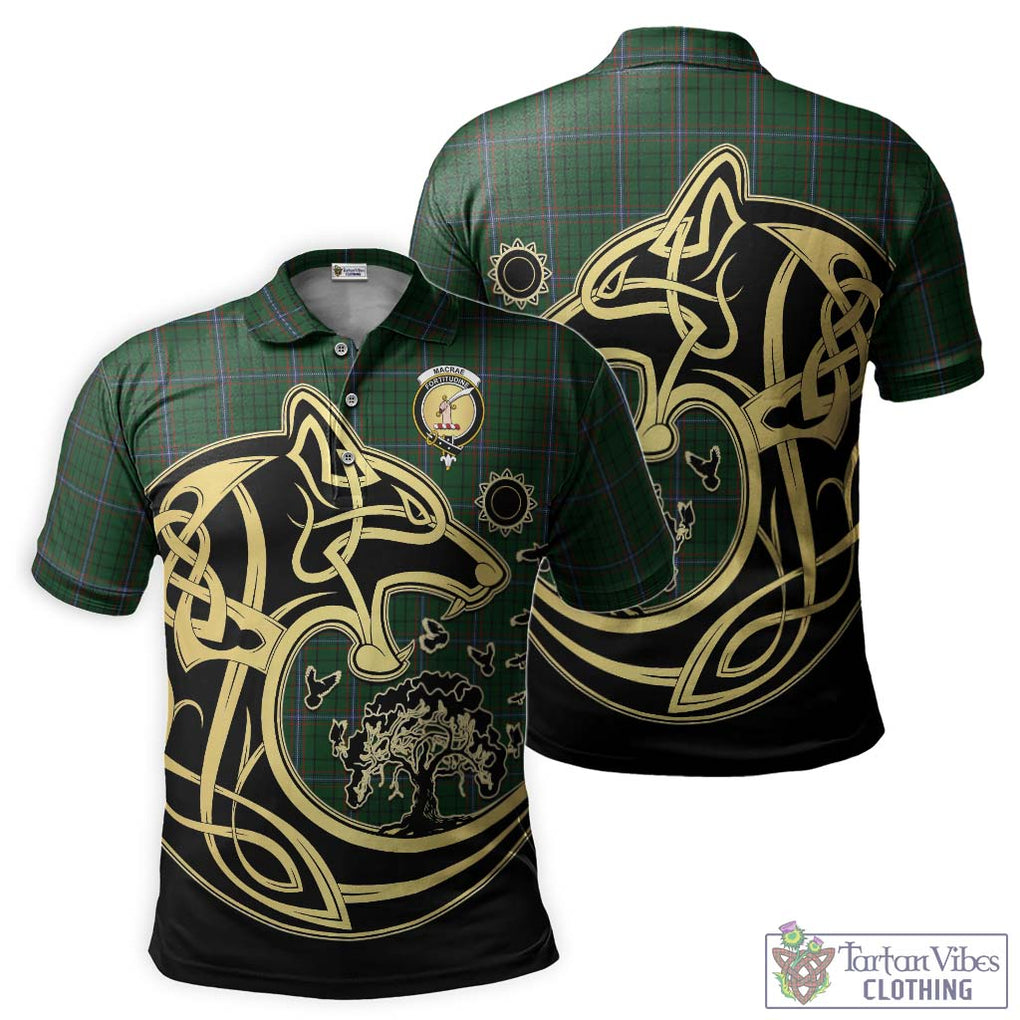 MacRae (McRae) Tartan Polo Shirt with Family Crest Celtic Wolf Style Kid - Tartanvibesclothing Shop