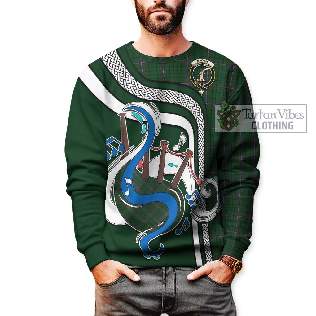 Tartan Vibes Clothing MacRae Tartan Sweatshirt with Epic Bagpipe Style