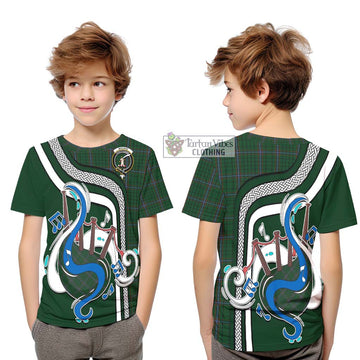 MacRae (McRae) Tartan Kid T-Shirt with Epic Bagpipe Style