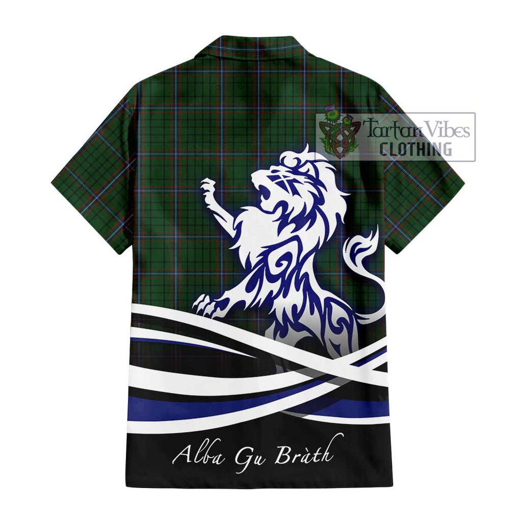 MacRae (McRae) Tartan Short Sleeve Button Shirt with Alba Gu Brath Regal Lion Emblem - Tartanvibesclothing Shop