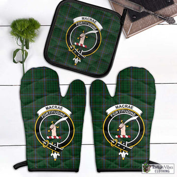 MacRae (McRae) Tartan Combo Oven Mitt & Pot-Holder with Family Crest Black - Tartan Vibes Clothing