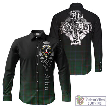 MacRae (McRae) Tartan Long Sleeve Button Up Featuring Alba Gu Brath Family Crest Celtic Inspired