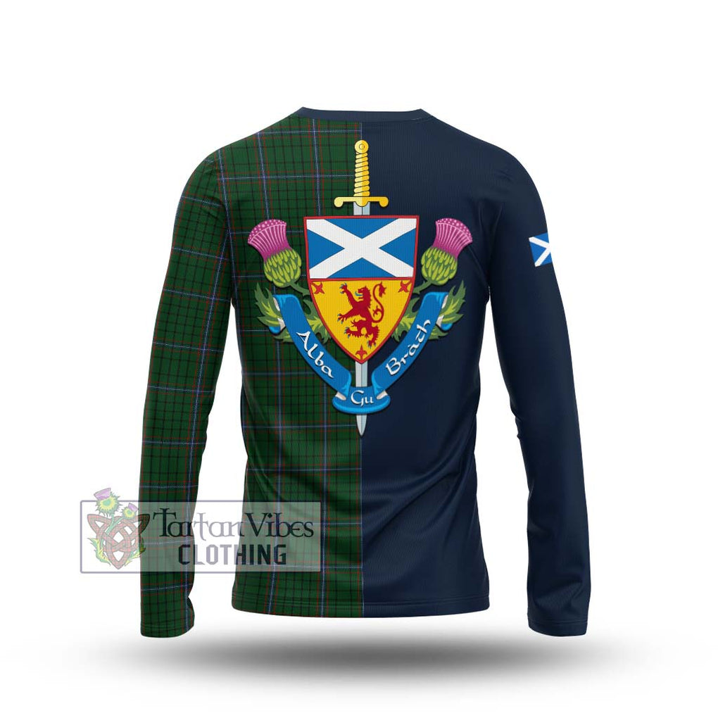 Tartan Vibes Clothing MacRae Tartan Long Sleeve T-Shirt with Scottish Lion Royal Arm Half Style