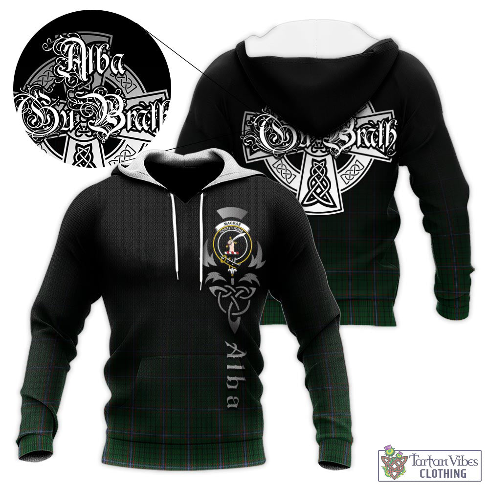 Tartan Vibes Clothing MacRae Tartan Knitted Hoodie Featuring Alba Gu Brath Family Crest Celtic Inspired