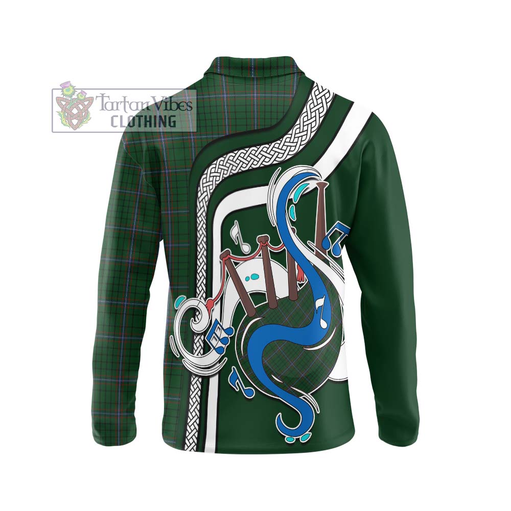 Tartan Vibes Clothing MacRae Tartan Long Sleeve Polo Shirt with Epic Bagpipe Style