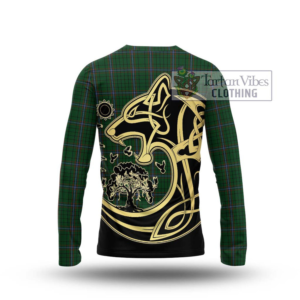 MacRae (McRae) Tartan Long Sleeve T-Shirt with Family Crest Celtic Wolf Style - Tartan Vibes Clothing