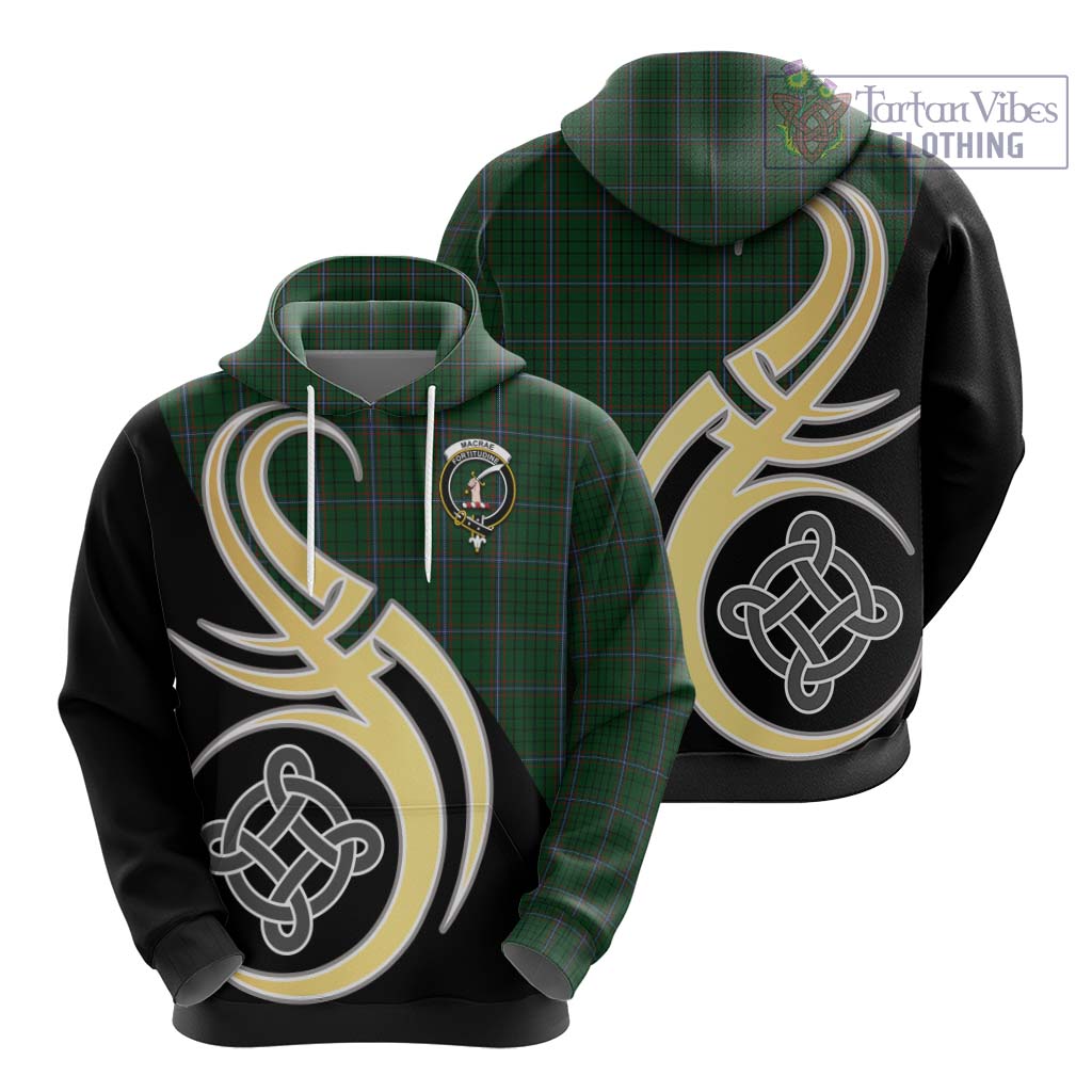 MacRae (McRae) Tartan Hoodie with Family Crest and Celtic Symbol Style - Tartan Vibes Clothing