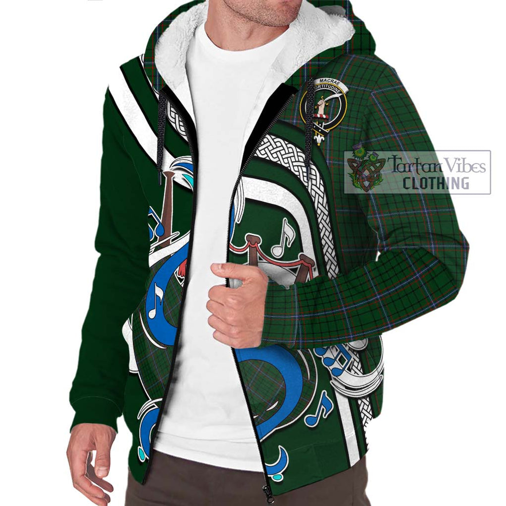 MacRae (McRae) Tartan Sherpa Hoodie with Epic Bagpipe Style Unisex - Tartanvibesclothing Shop