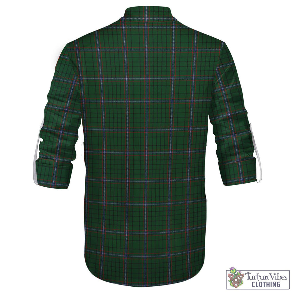 Tartan Vibes Clothing MacRae Tartan Men's Scottish Traditional Jacobite Ghillie Kilt Shirt with Family Crest