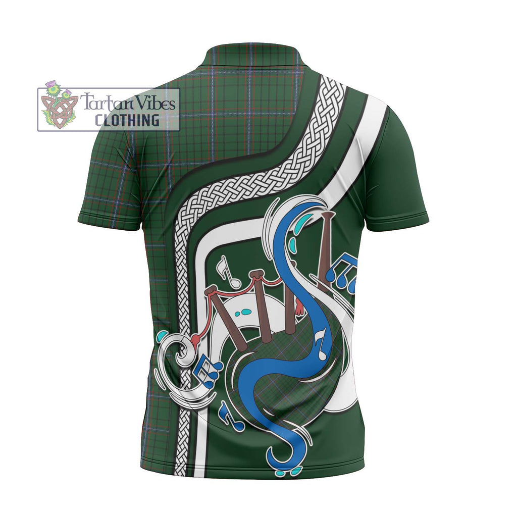 MacRae (McRae) Tartan Zipper Polo Shirt with Epic Bagpipe Style - Tartanvibesclothing Shop