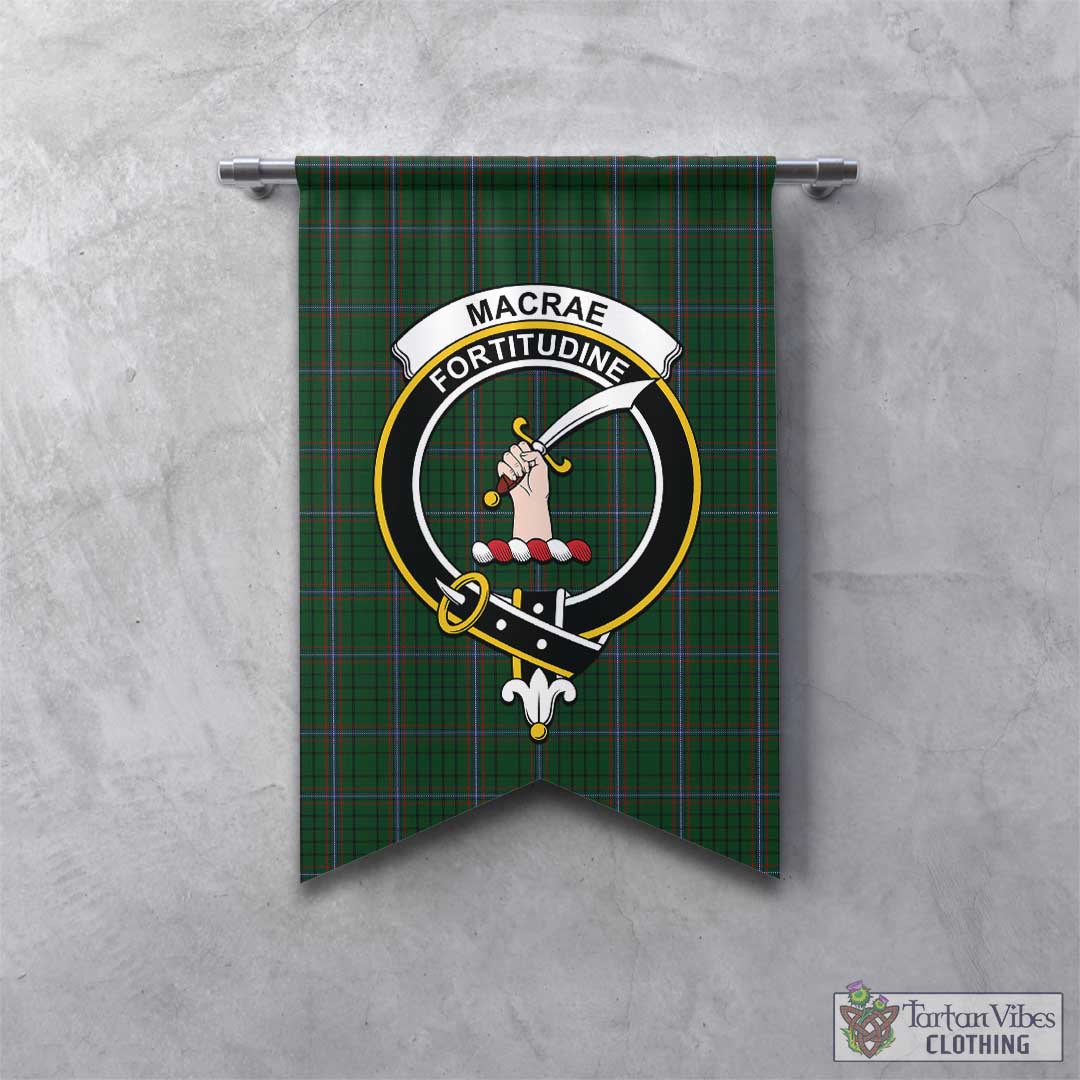 Tartan Vibes Clothing MacRae Tartan Gonfalon, Tartan Banner with Family Crest