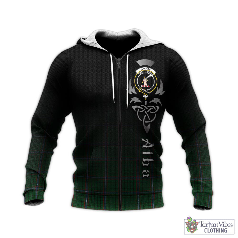 Tartan Vibes Clothing MacRae Tartan Knitted Hoodie Featuring Alba Gu Brath Family Crest Celtic Inspired