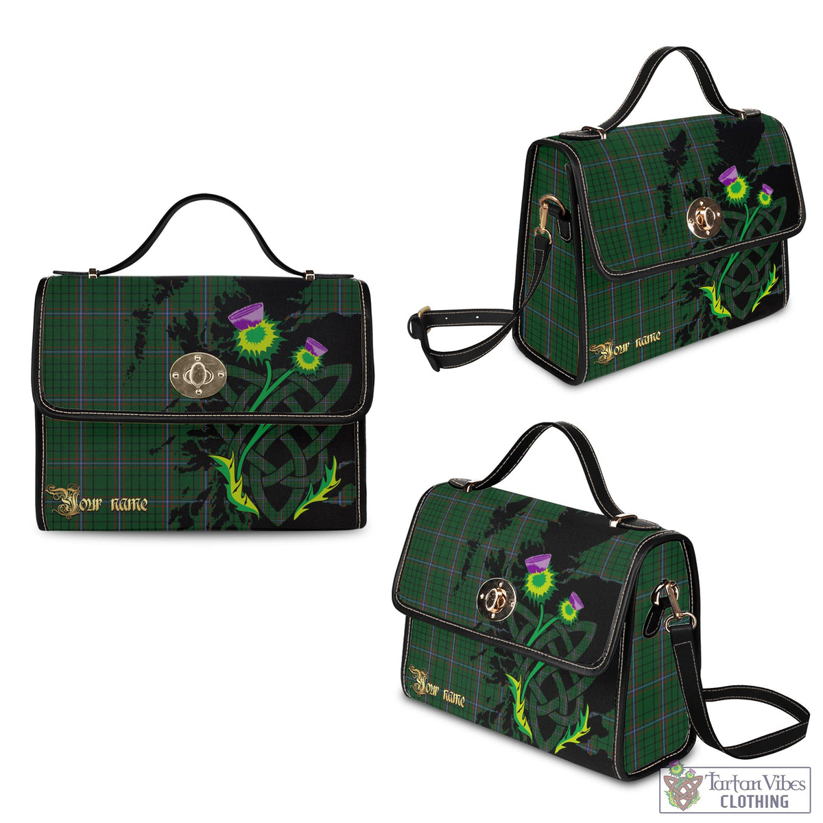 MacRae (McRae) Tartan Waterproof Canvas Bag with Scotland Map and Thistle Celtic Accents - Tartan Vibes Clothing