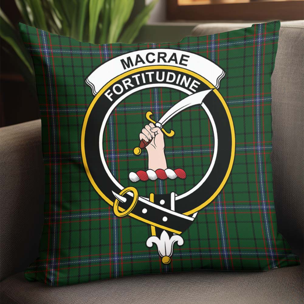 MacRae Tartan Pillow Cover with Family Crest - Tartanvibesclothing