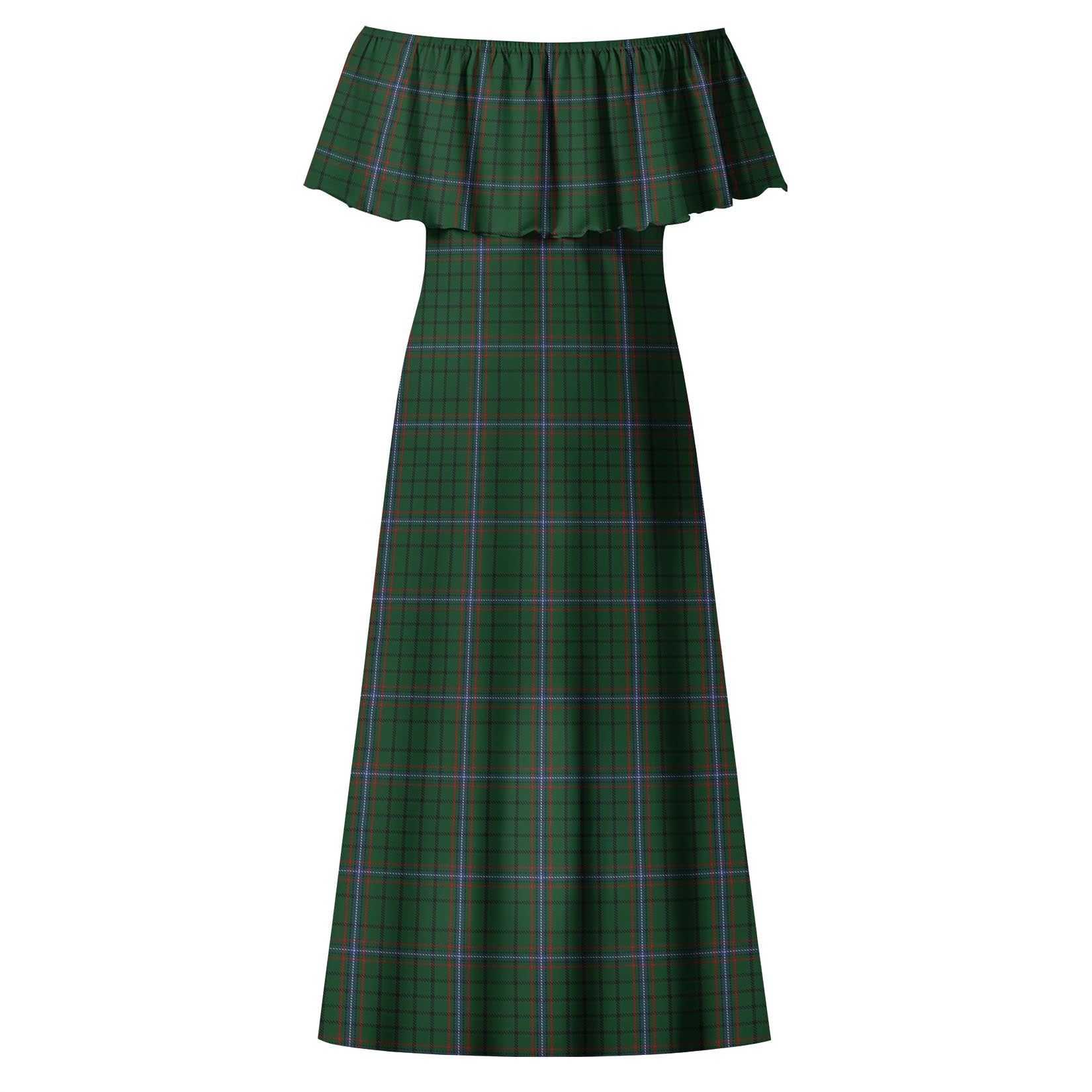 MacRae Tartan Off Shoulder Long Dress - Tartanvibesclothing