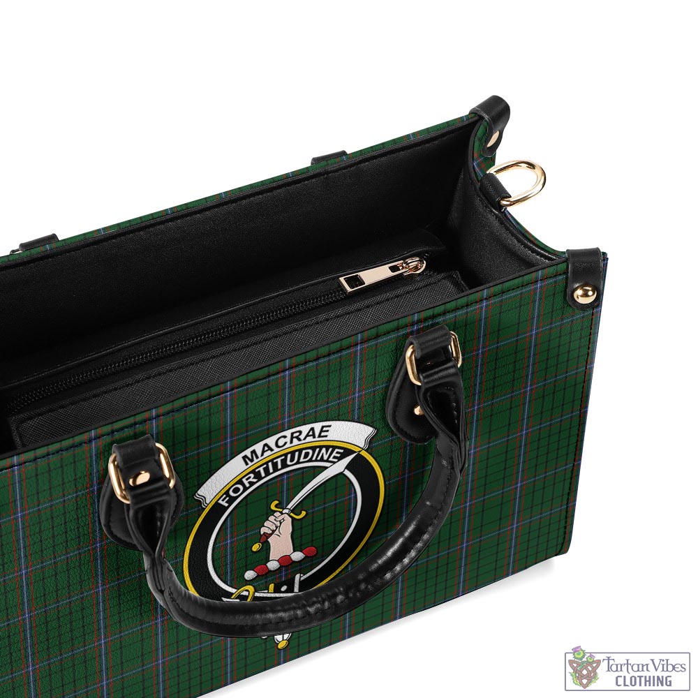 Tartan Vibes Clothing MacRae Tartan Luxury Leather Handbags with Family Crest