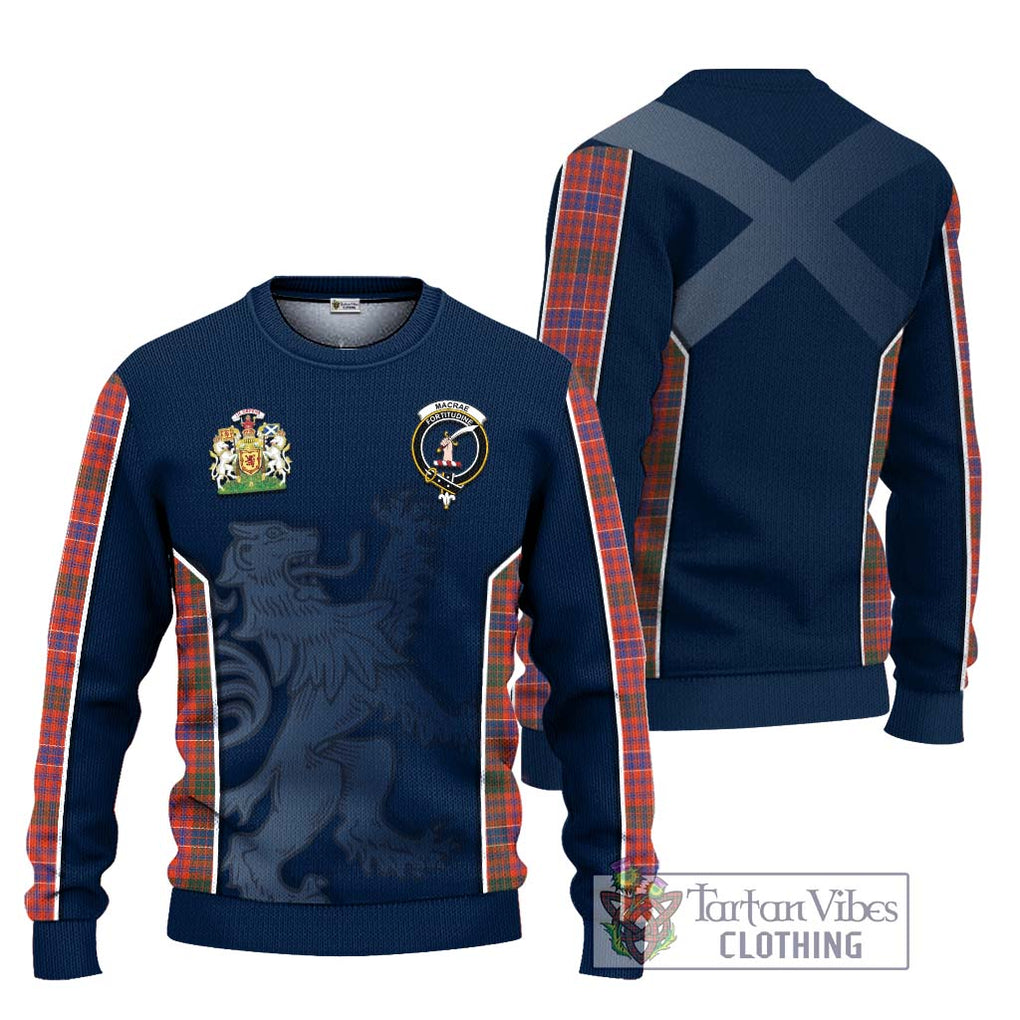 MacRae Ancient Tartan Knitted Sweater with Family Crest and Lion Rampant Vibes Sport Style Unisex - Tartan Vibes Clothing