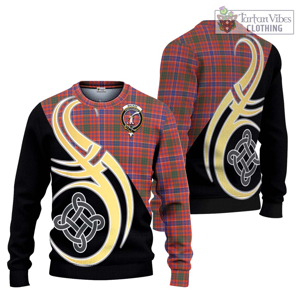 MacRae Ancient Tartan Knitted Sweater with Family Crest and Celtic Symbol Style Unisex - Tartan Vibes Clothing