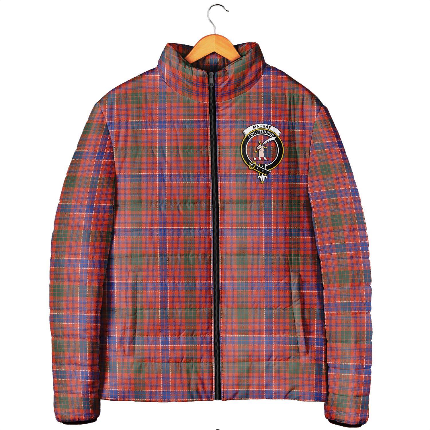 MacRae Ancient Tartan Padded Jacket with Family Crest Men's Padded Jacket - Tartan Vibes Clothing