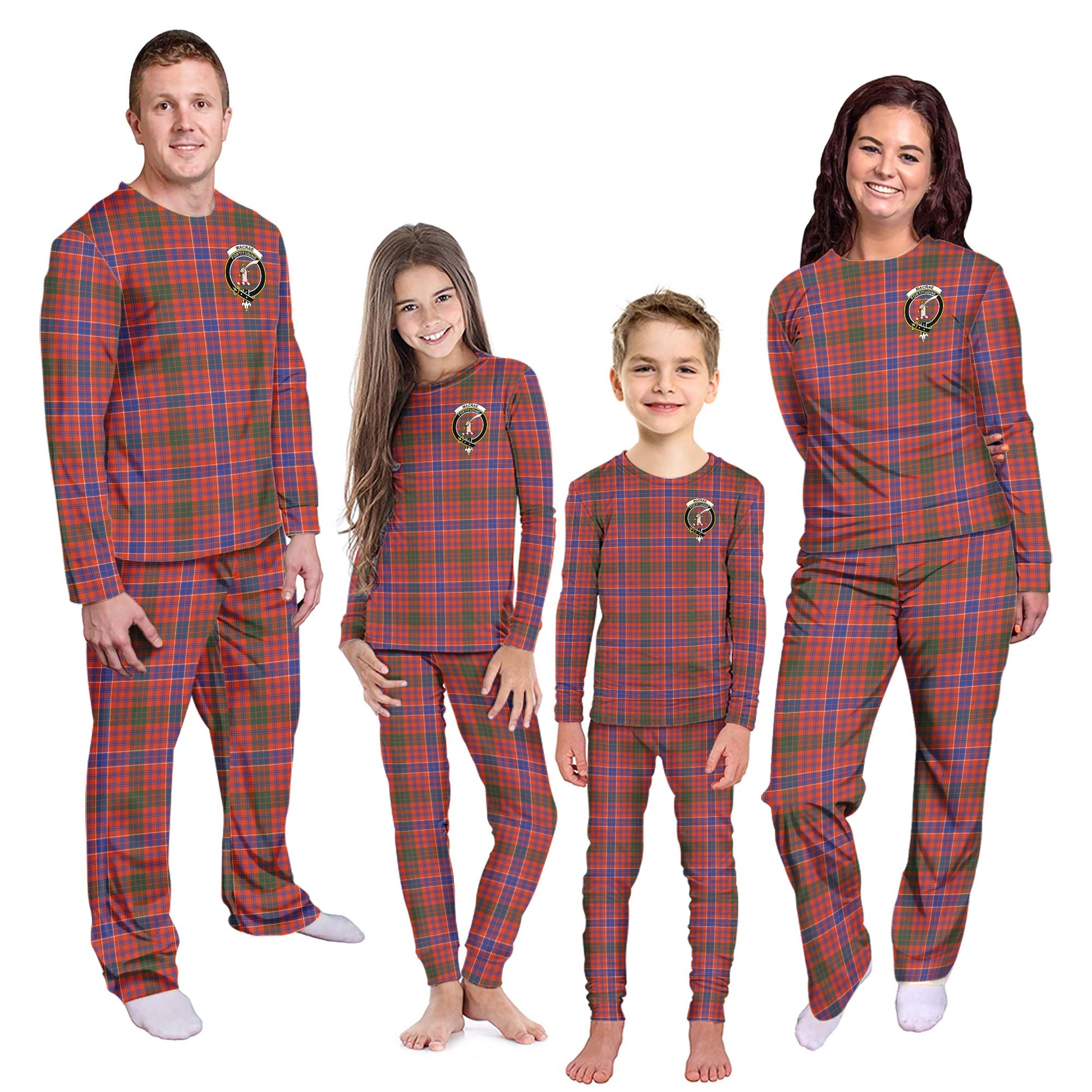 MacRae Ancient Tartan Pajamas Family Set with Family Crest - Tartanvibesclothing