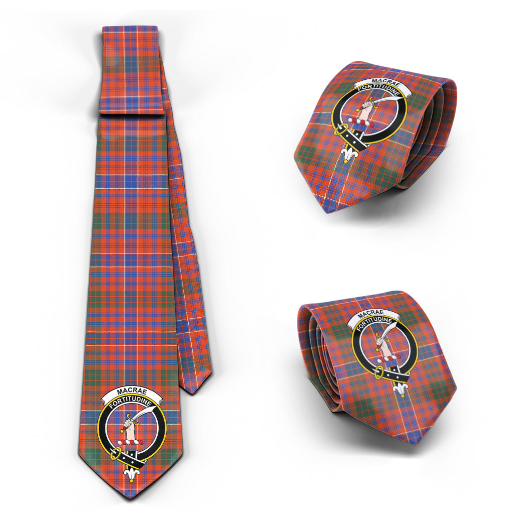 MacRae Ancient Tartan Classic Necktie with Family Crest Necktie One Size - Tartan Vibes Clothing