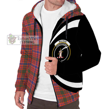 MacRae Ancient Tartan Sherpa Hoodie with Family Crest Circle Style