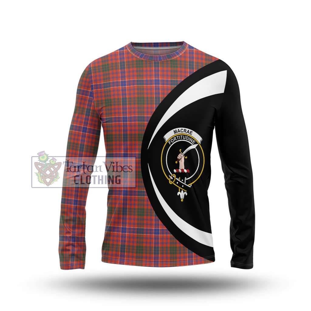 Tartan Vibes Clothing MacRae Ancient Tartan Long Sleeve T-Shirt with Family Crest Circle Style