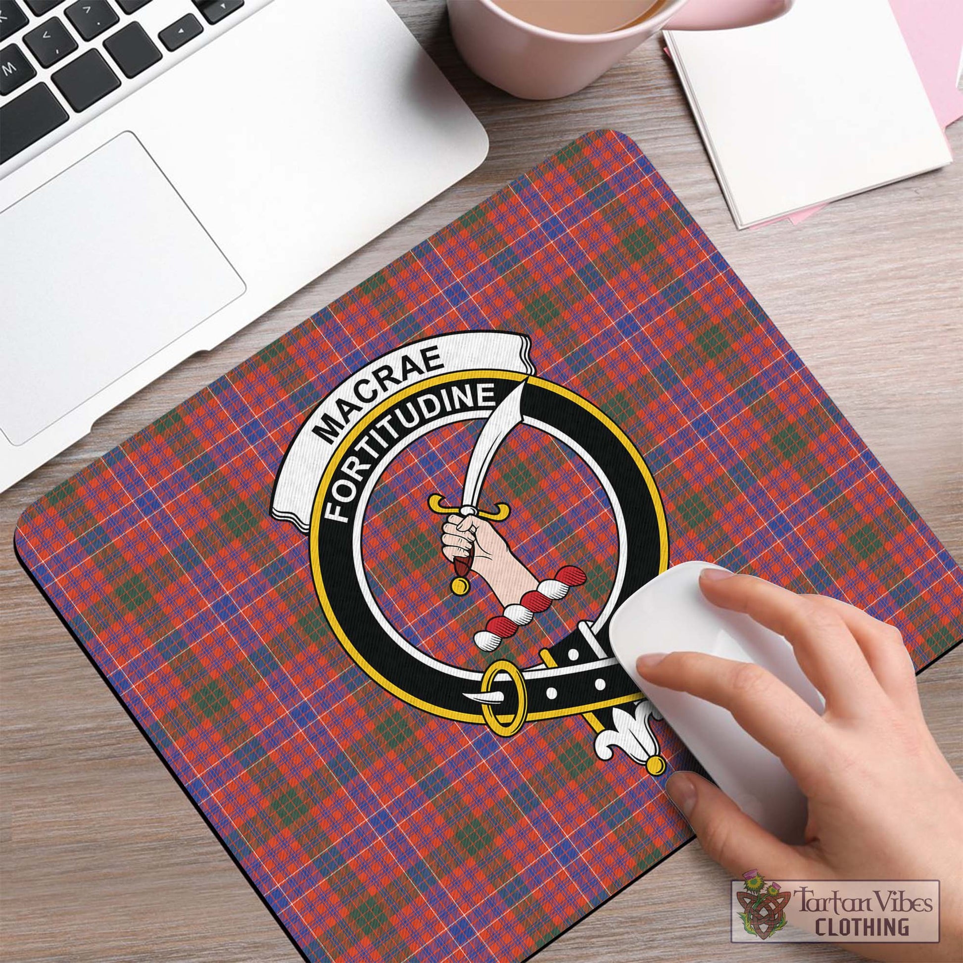 Tartan Vibes Clothing MacRae Ancient Tartan Mouse Pad with Family Crest