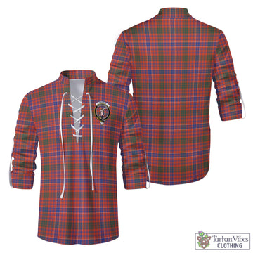 MacRae Ancient Tartan Men's Scottish Traditional Jacobite Ghillie Kilt Shirt with Family Crest