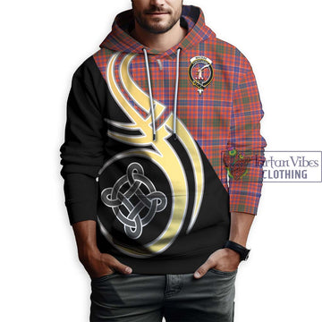 MacRae Ancient Tartan Hoodie with Family Crest and Celtic Symbol Style