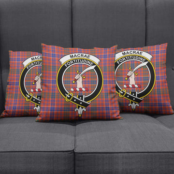 MacRae Ancient Tartan Pillow Cover with Family Crest