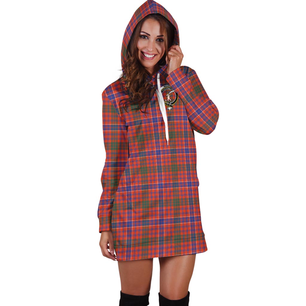 MacRae Ancient Tartan Hoodie Dress with Family Crest - Tartan Vibes Clothing