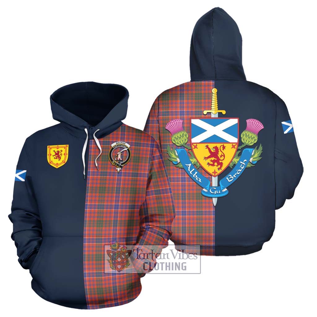 Tartan Vibes Clothing MacRae Ancient Tartan Hoodie with Scottish Lion Royal Arm Half Style