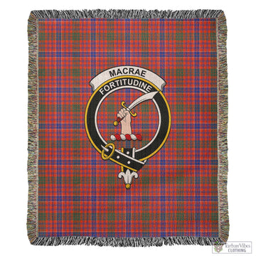 MacRae Ancient Tartan Woven Blanket with Family Crest