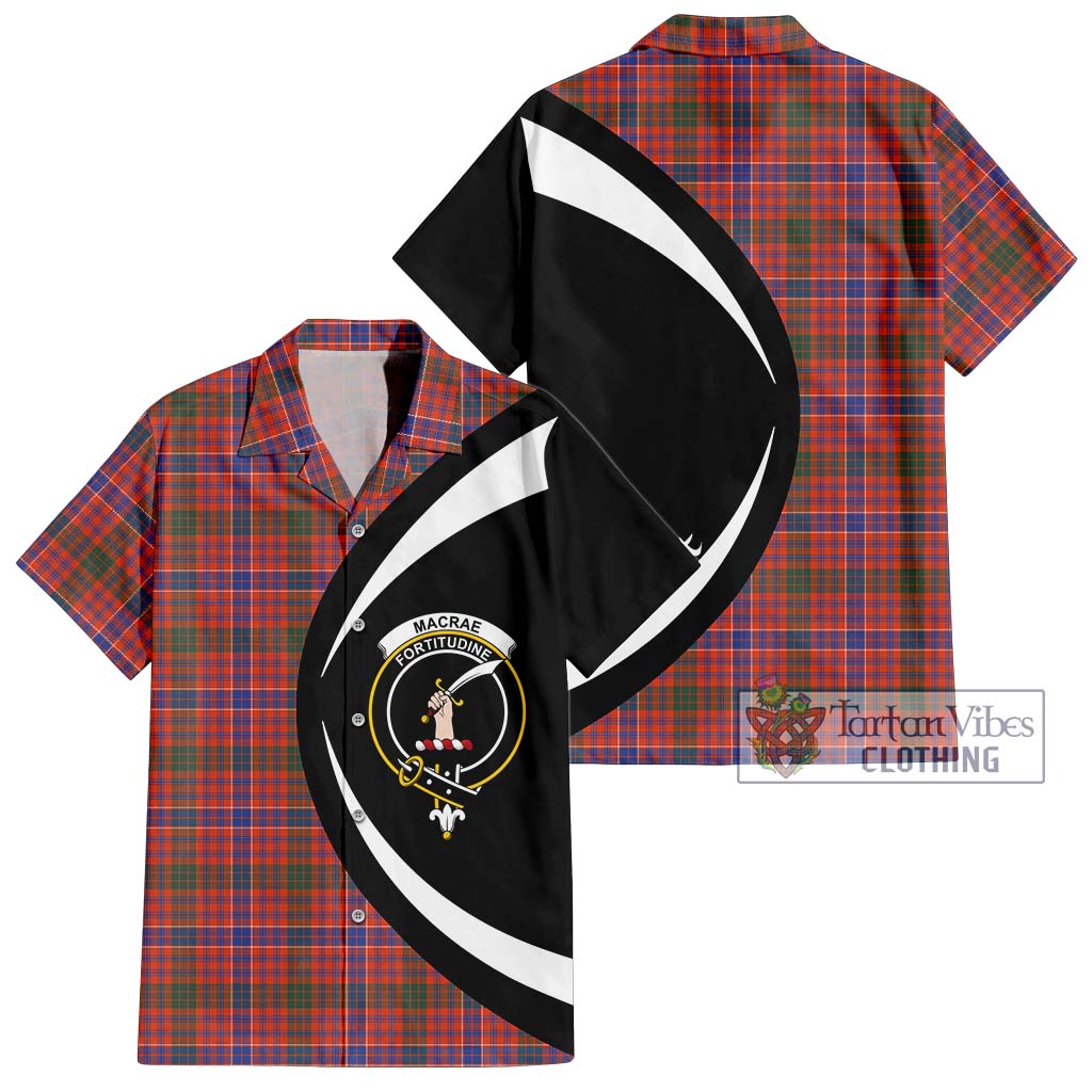 Tartan Vibes Clothing MacRae Ancient Tartan Short Sleeve Button Up with Family Crest Circle Style