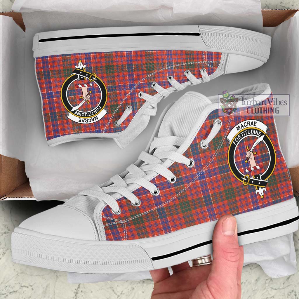 Tartan Vibes Clothing MacRae Ancient Tartan High Top Shoes with Family Crest