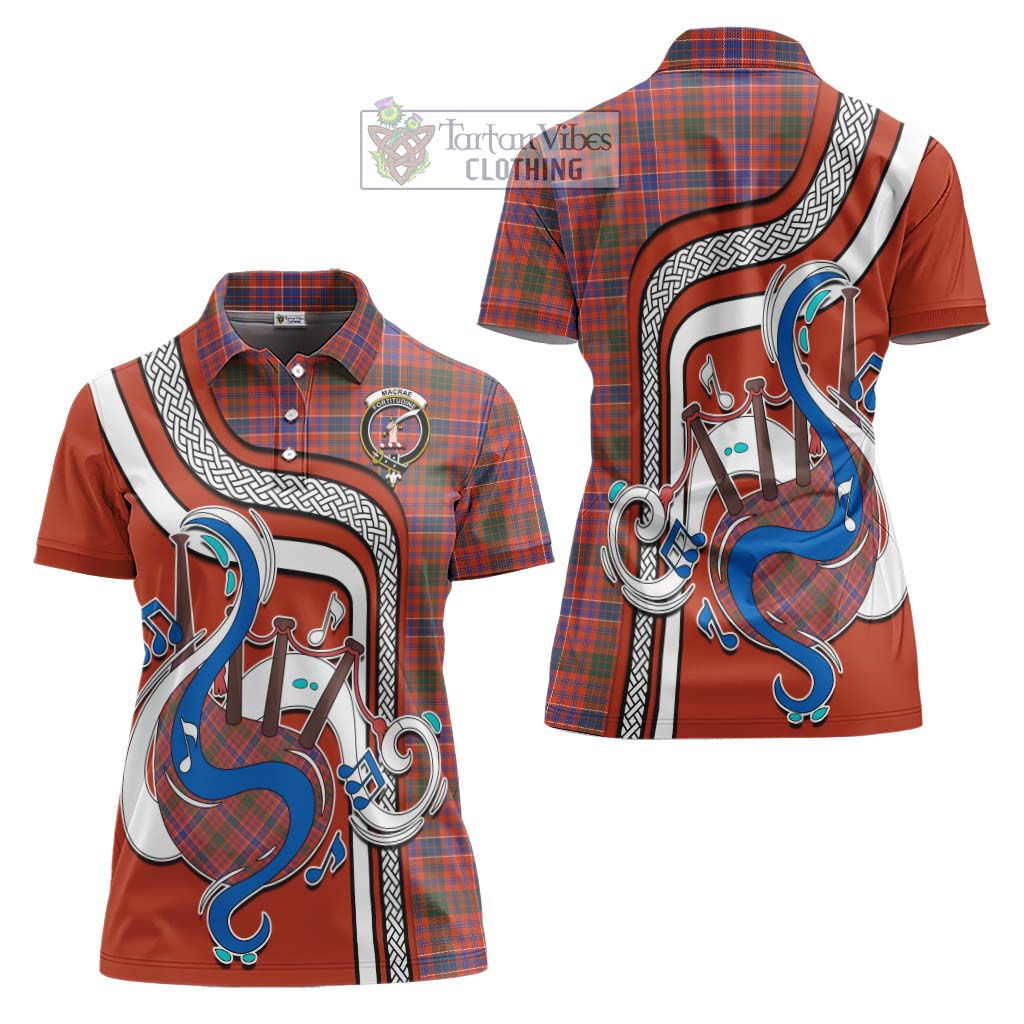 Tartan Vibes Clothing MacRae Ancient Tartan Women's Polo Shirt with Epic Bagpipe Style