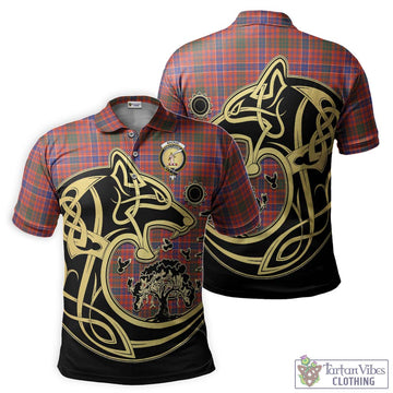 MacRae Ancient Tartan Polo Shirt with Family Crest Celtic Wolf Style