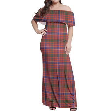 MacRae Ancient Tartan Off Shoulder Long Dress